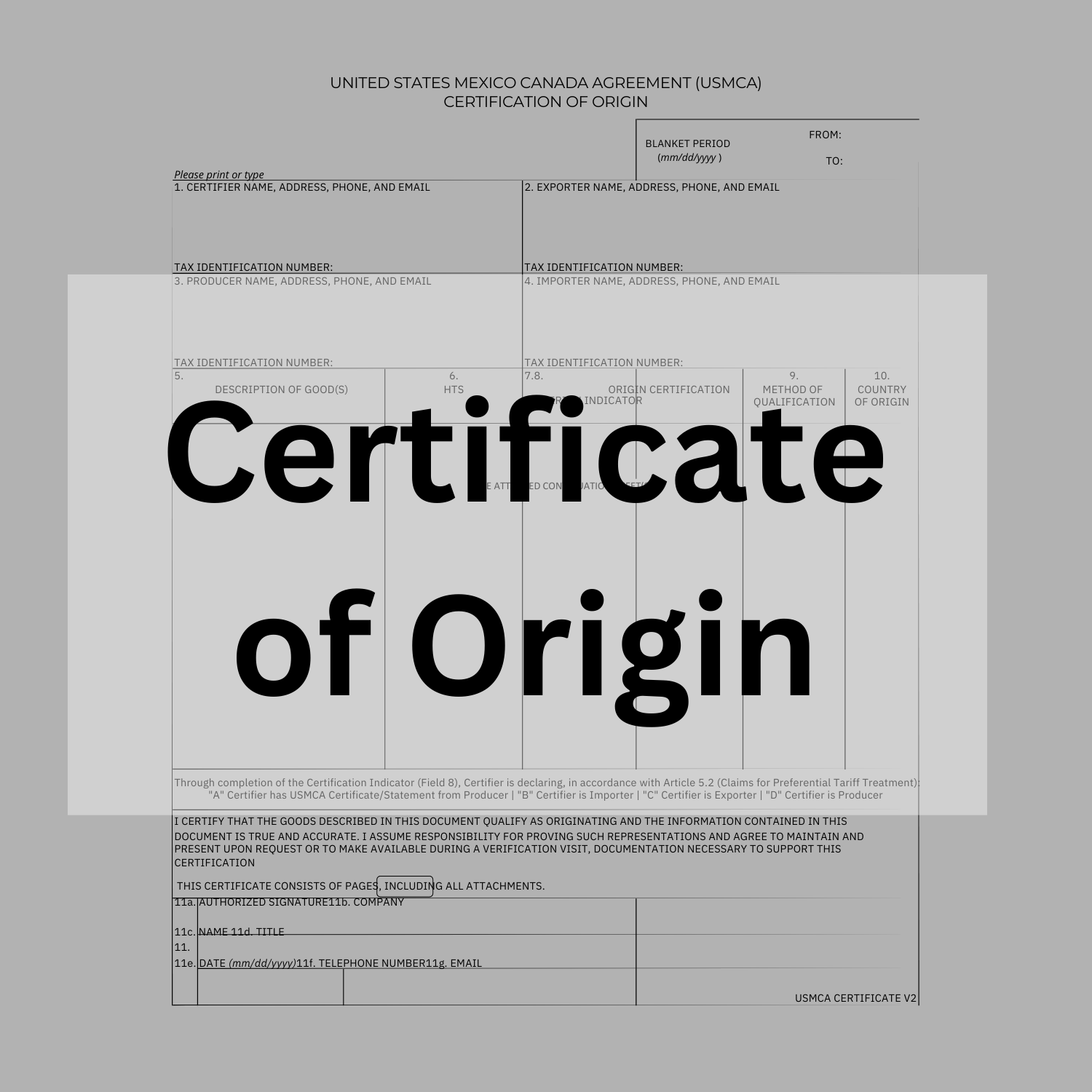Certificate of Origin